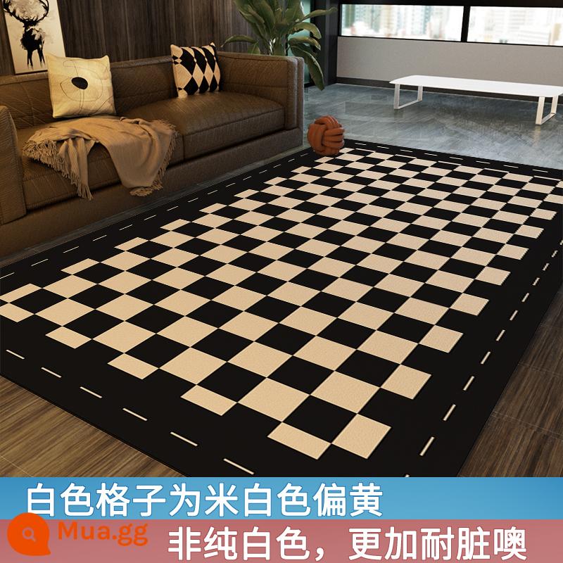 Checkerboard Thảm Da Phòng Khách Thoáng Mát Sàn Miễn Phí Chăm Sóc Chống Nước Giày Lười Dùng Một Lần Bàn Thảm Phòng Ngủ Đầu Giường Chăn - Bàn cờ màu vàng ấm (mát mẻ, dễ chịu) (mẫu này màu be + đen)