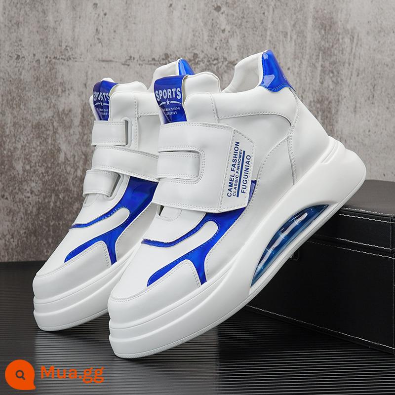 Nhà Ga Châu Âu Giày Nam Đệm Không Khí Giày Cao Cấp 2023 Xu Hướng Mới Giày Sneaker Nam Đế Dày Bên Trong Tăng Chiều Cao Giày Thường - trắng xanh