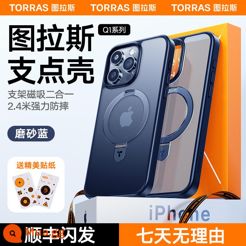 Mẫu hàng đầu & vỏ điểm tựa Turas phù hợp với vỏ điện thoại di động Apple 14ProMax iPhone 14Pro mới 13Pro cảm giác cao cấp Lực hút từ tính Magsafe Giá đỡ 14Plus mờ bảo vệ chống rơi - [Xanh mờ] Giá đỡ không cảm giác★Chống rơi quân sự★Magsafe