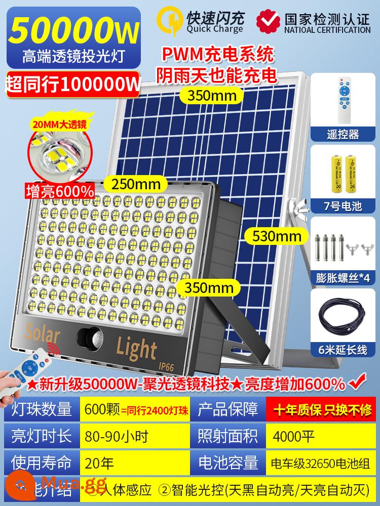 Năng Lượng Mặt Trời Mới Đèn Sân Vườn Ngoài Trời Nhà Chống Nước Nông Thôn Sân Trong Nhà LED Cơ Thể Con Người Cảm Ứng Chiếu Sáng Đèn Đường - Hạt đèn thấu kính 50000W [cảm biến cơ thể con người] chiếu sáng 4000 mét vuông⭐ phát sáng trong bóng tối