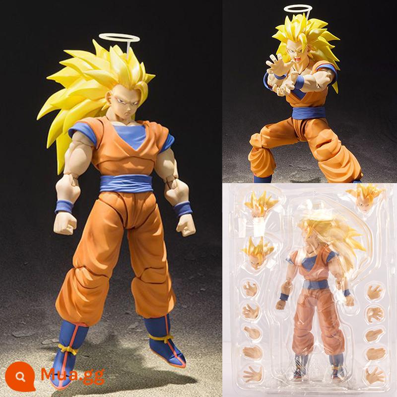 Trong nước shf Dragon Ball mô hình siêu di động Monkey King Vegeta Zamas Saiyan búp bê đồ chơi - Super 3 Goku [Chân đế nhỏ gọn 16cm