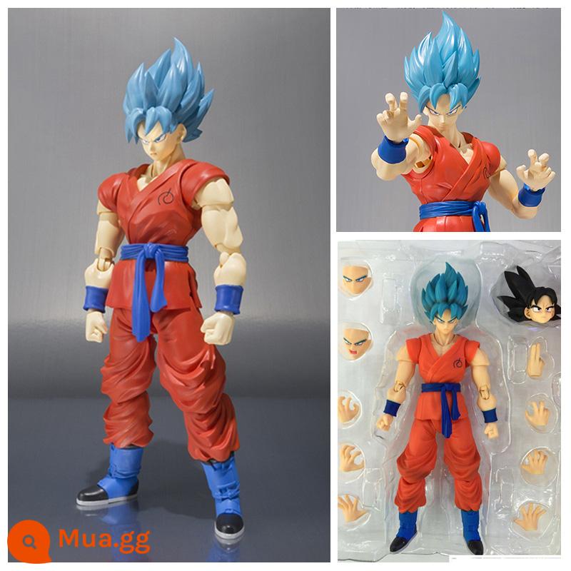 Trong nước shf Dragon Ball mô hình siêu di động Monkey King Vegeta Zamas Saiyan búp bê đồ chơi - Goku hồi sinh (16cm Super Blue + Điêu khắc đầu thường