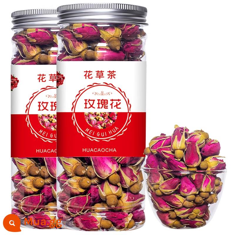 Trà hoa hồng Shandong Pingyin 500g hoa hồng đỏ đôi nụ hoa hồng khô Trà hoa hồng ăn được ngâm trong nước - Chai 50g*2 chai