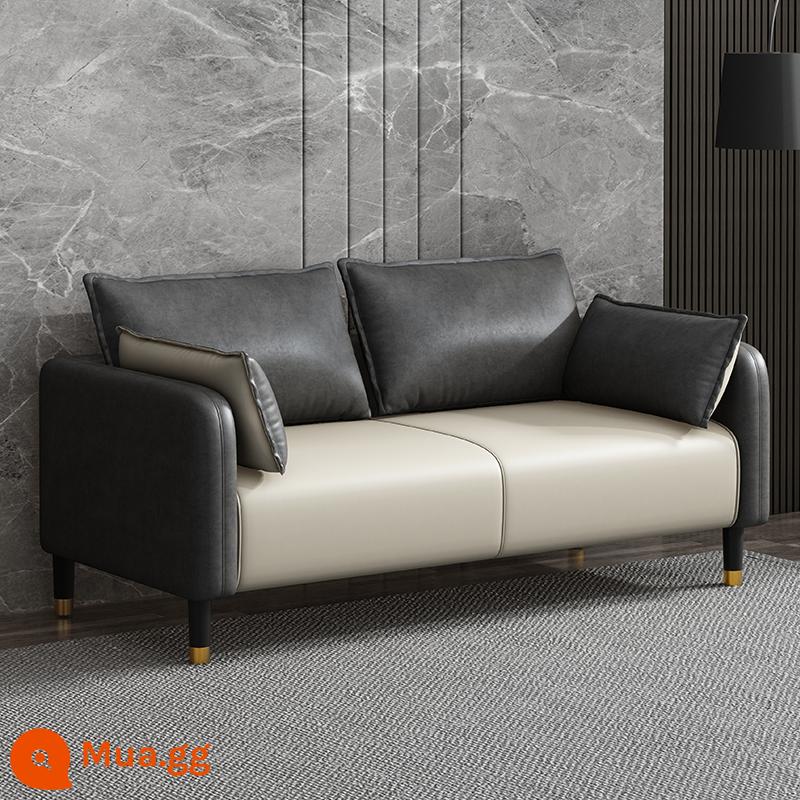 Phong cách Ý công nghệ không cần giặt vải căn hộ nhỏ sofa phòng khách phòng cho thuê đơn giản sofa da đôi sofa nhỏ ba chỗ ngồi - Vải kỹ thuật không giặt màu xám đậm + trắng nhạt