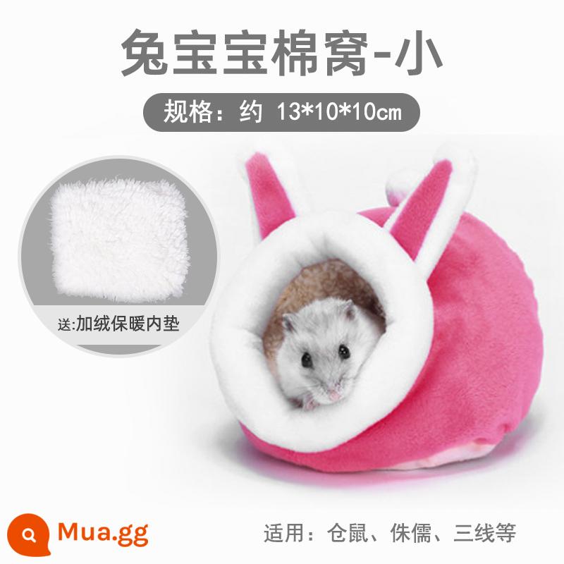 Hamster bông ấm tổ gấu vàng mùa đông tổ nhỏ mật ong túi lượn hoa cành chuột trốn nhà mùa đông đồ dùng mùa đông - Bunny Nhỏ - với lớp đệm nhung bên trong (chuột hamster lùn)