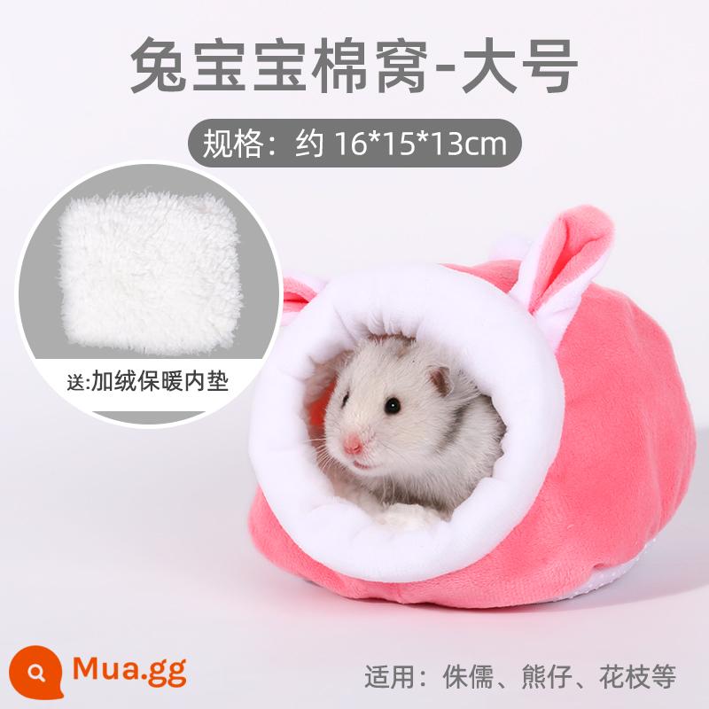 Hamster bông ấm tổ gấu vàng mùa đông tổ nhỏ mật ong túi lượn hoa cành chuột trốn nhà mùa đông đồ dùng mùa đông - Thỏ cỡ lớn - bao gồm đệm nhung bên trong (gấu vàng, lùn)