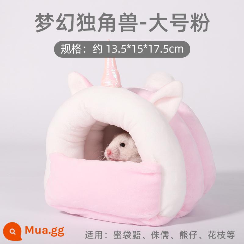 Hamster bông ấm tổ gấu vàng mùa đông tổ nhỏ mật ong túi lượn hoa cành chuột trốn nhà mùa đông đồ dùng mùa đông - [Chống cắn] Yêu tinh kỳ lân lớn màu hồng (gấu vàng, lùn mập, chuột hoa)