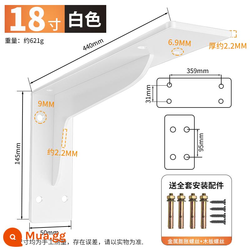 Khung đỡ hình tam giác treo tường bàn treo tủ tivi chịu lực chân đế giá đỡ ba chân cố định góc sắt - Trắng 18 inch = 45 cm (chịu được 600 pound)