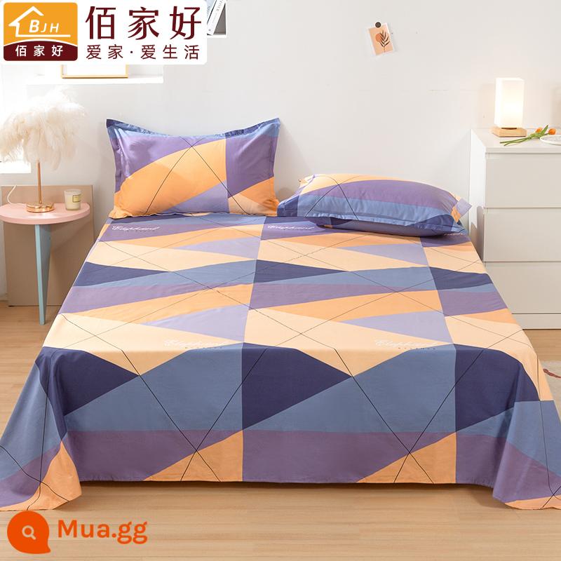 100 tấm cotton đơn mảnh đôi 1,5m tấm cotton lưới chăn màu đỏ vỏ gối đơn 2 bộ ba mảnh 1.2 đơn - Khối Rubik thời trang (vải dày)