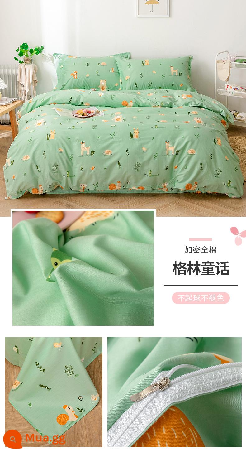 Ins gió bộ bốn món cotton nguyên chất 100 bộ đồ giường cotton mùa xuân và mùa hè ga trải giường được trang bị tấm vỏ chăn bộ 4 bộ ba món - Truyện cổ Grimm (bông mã hóa)