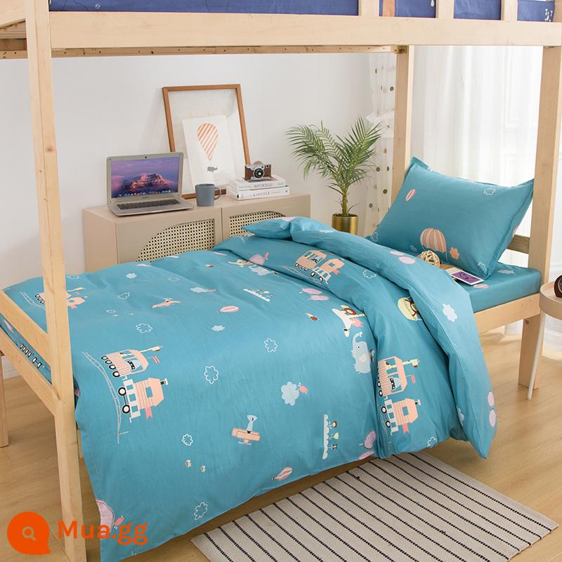 Ký túc xá giường đơn cotton nguyên chất 3 mảnh 100 ga trải giường cotton vỏ chăn 4 mảnh bộ ins gió chăn ga gối - bữa tiệc động vật