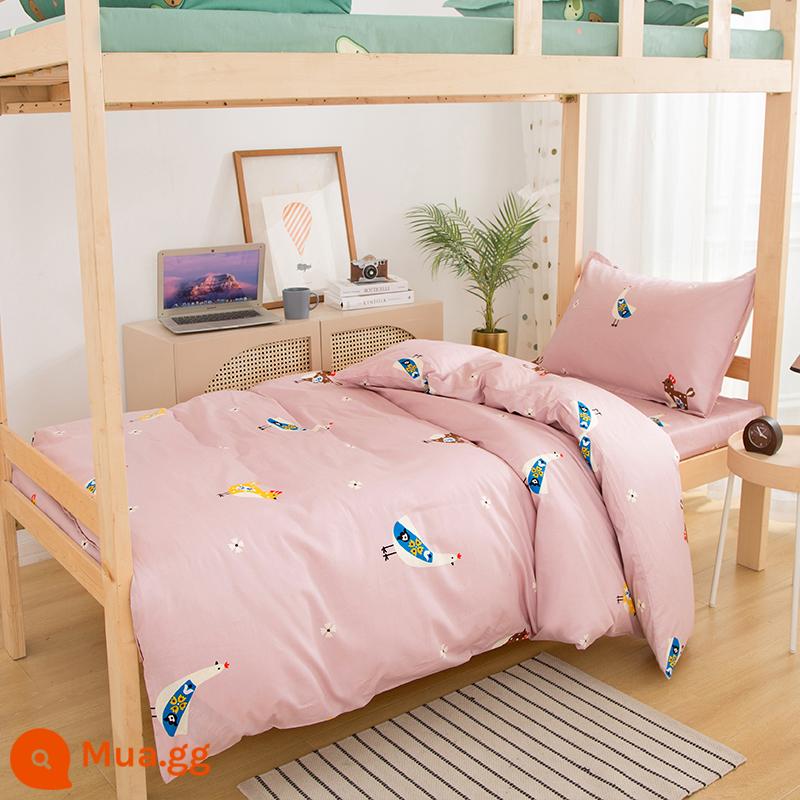 Ký túc xá giường đơn cotton nguyên chất 3 mảnh 100 ga trải giường cotton vỏ chăn 4 mảnh bộ ins gió chăn ga gối - Thiên đường gà