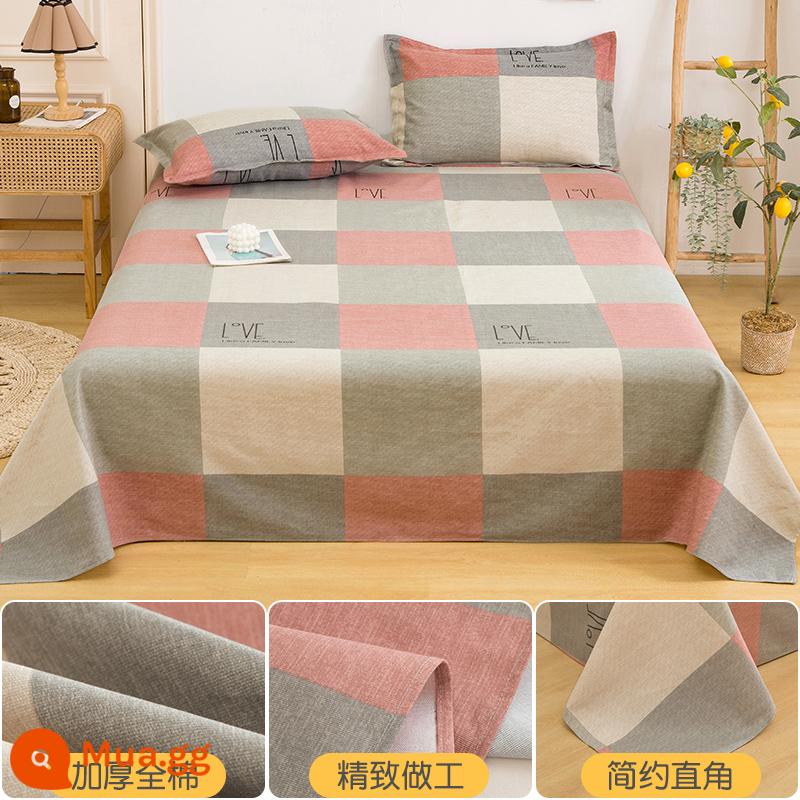 Dày cotton nguyên chất cũ vải thô ga trải giường đơn 100 cotton đơn đôi 1 mét 2 ký túc xá sinh viên chăn bộ 3 món - Youth Code (vải cotton mật mã) thấm hút ẩm, thoáng mát, mát nhưng không lạnh