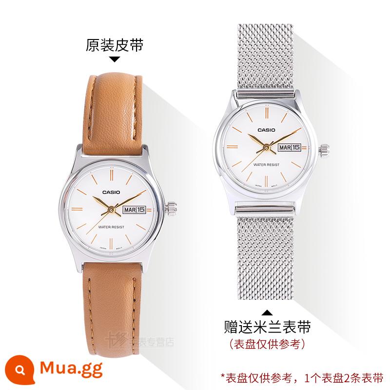 Quà tặng năm mới Đồng hồ CASIO nữ ins phong cách đơn giản khí chất đồng hồ nữ thời trang sinh viên chống thấm nước đồng hồ nữ - LTP-V006L-7B2 Dây thép Milan + dây chính hãng, tổng cộng 2 dây