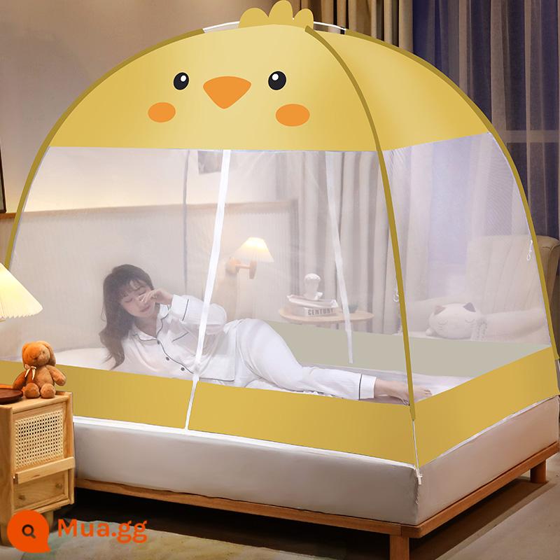 Mùng yurt không cần lắp đặt phòng ngủ gia đình giường 1.2m khung mái chống bụi 2023 chống ngã trẻ em mẫu mới - Áo vải/con gà nhỏ dễ thương, chống bụi và cản sáng