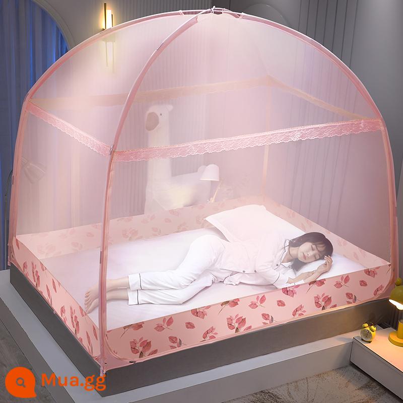 Màn chống muỗi yurt Mông Cổ phòng ngủ gia đình chống rơi miễn phí lắp đặt giường gạo trẻ em 2023 mới 2022 ký túc xá sinh viên năm cuối - Hồng [Không chứa formaldehyde loại A · Được các mẹ khuyên dùng] Chống rơi toàn bộ đáy