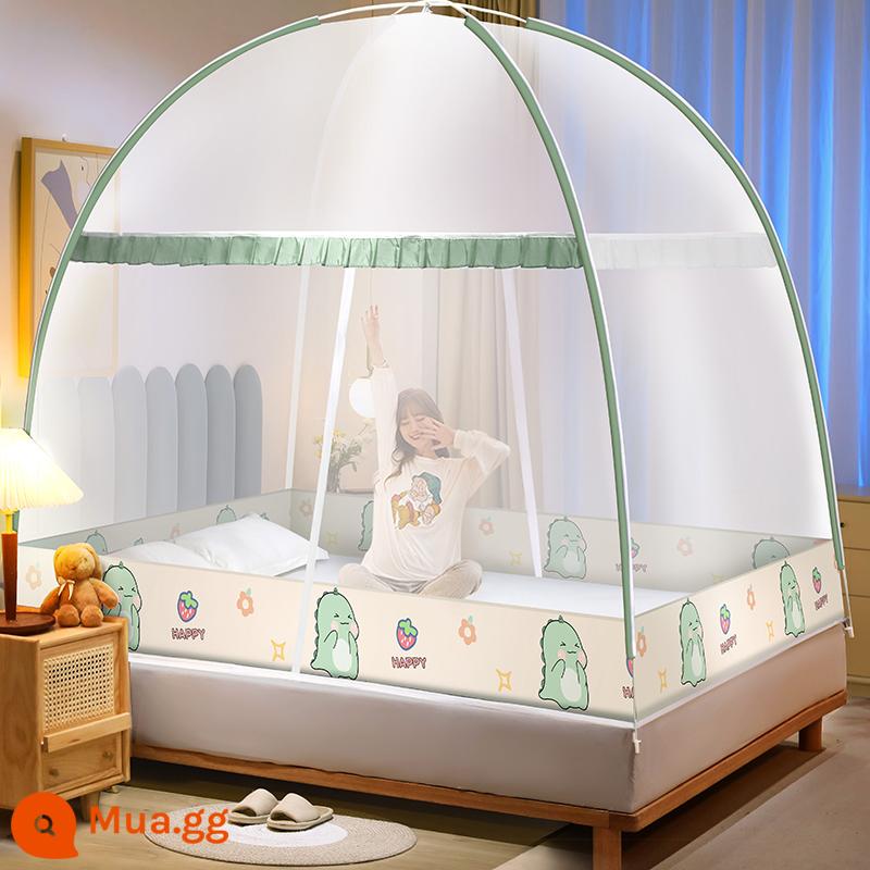 Mùng yurt không cần lắp đặt phòng ngủ gia đình giường 1.2m khung mái chống bụi 2023 chống ngã trẻ em mẫu mới - Áo khủng long/gạc đơn giản và thoáng khí