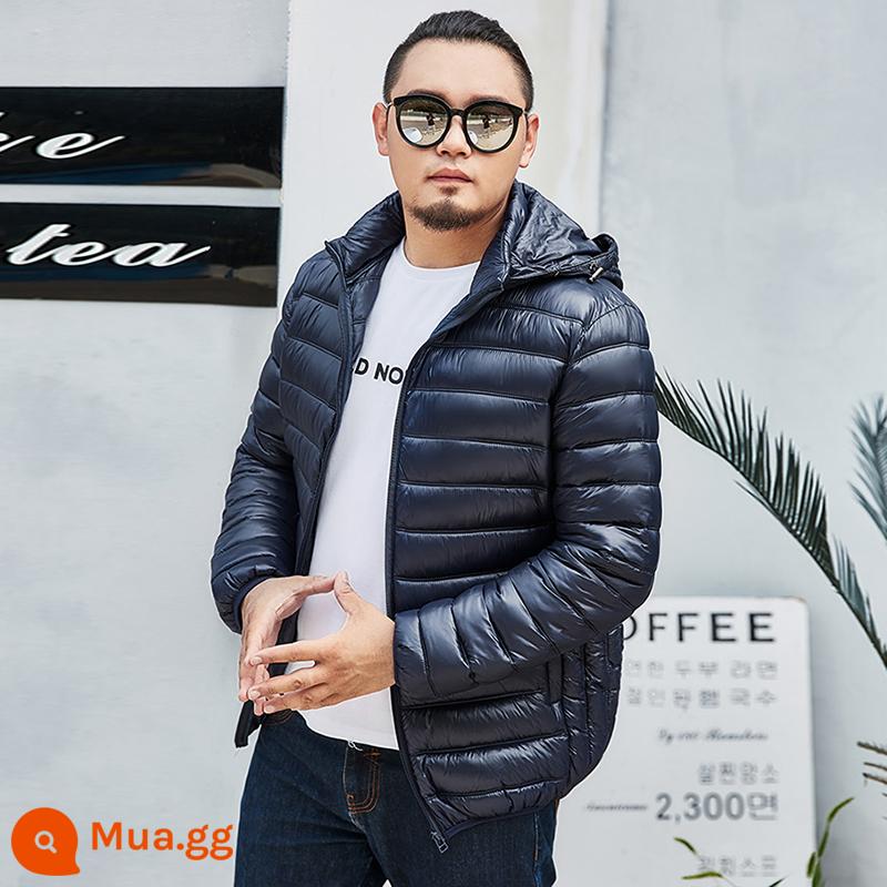 Quần áo cotton của nam giới vào mùa đông cộng với chất béo, tăng chất béo, quần áo chất béo áo khoác cotton áo khoác cotton áo khoác ngắn - màu xanh da trời