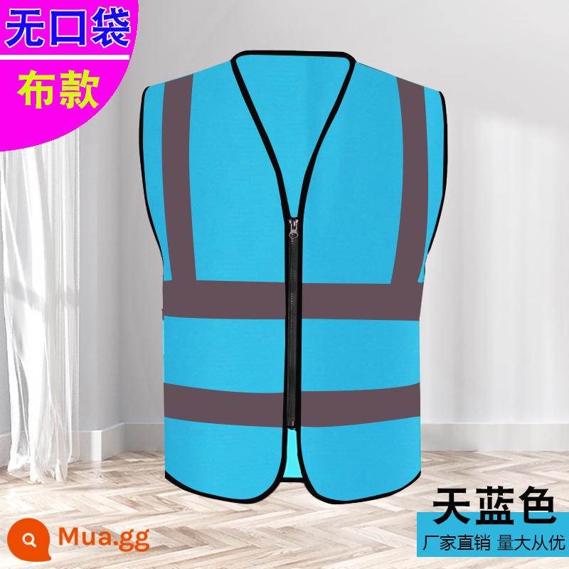 Phản xạ áo vest Phản xạ Máy chủ xây dựng phản chiếu áo an toàn Vests Traffic Refression - Vải dệt màu xanh da trời không có túi