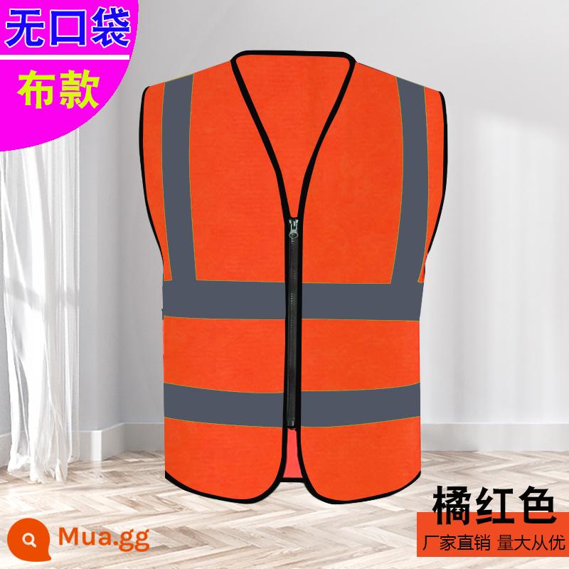 Phản xạ áo vest Phản xạ Máy chủ xây dựng phản chiếu áo an toàn Vests Traffic Refression - Vải dệt màu cam không có túi