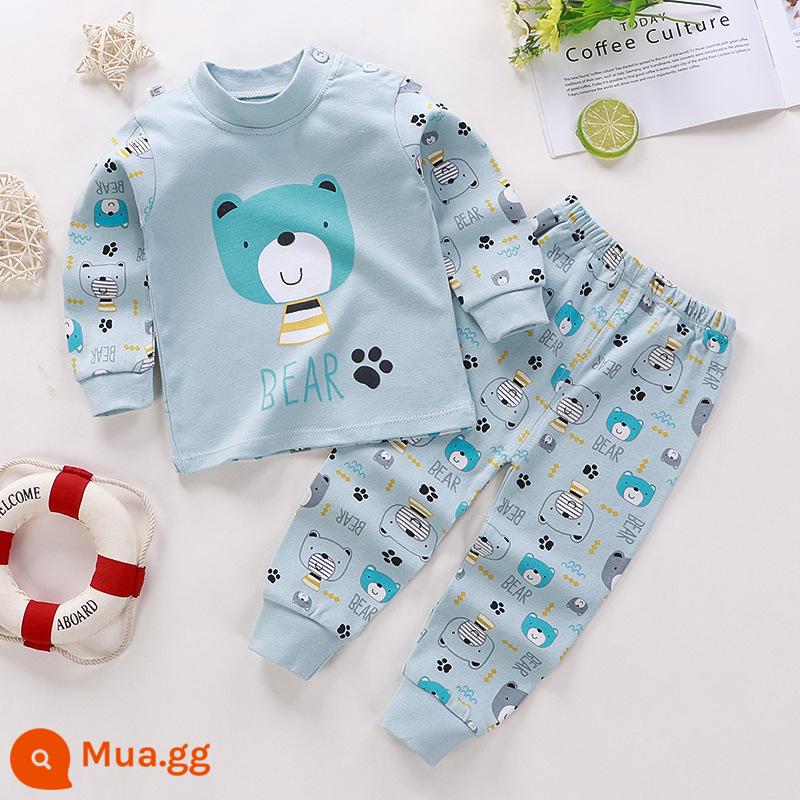 Bộ quần áo mùa thu trẻ em, đồ lót cotton nguyên chất cho bé, áo len cotton, đồ ngủ trẻ em, đồ mặc nhà cho bé trai và bé gái, quần áo mùa thu và quần vệ sinh - Bông nguyên chất loại A C63