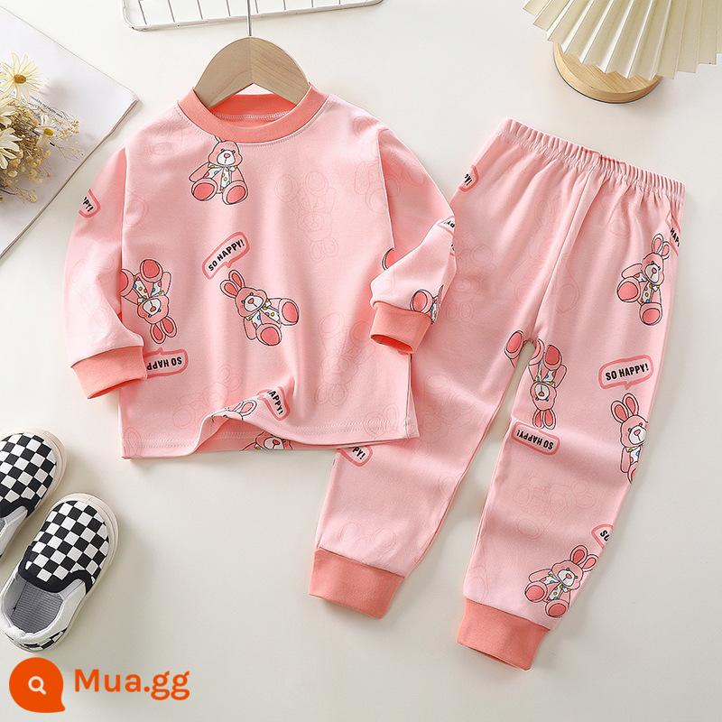 Bộ quần áo mùa thu trẻ em, đồ lót cotton nguyên chất cho bé, áo len cotton, đồ ngủ trẻ em, đồ mặc nhà cho bé trai và bé gái, quần áo mùa thu và quần vệ sinh - Bông nguyên chất loại A C06