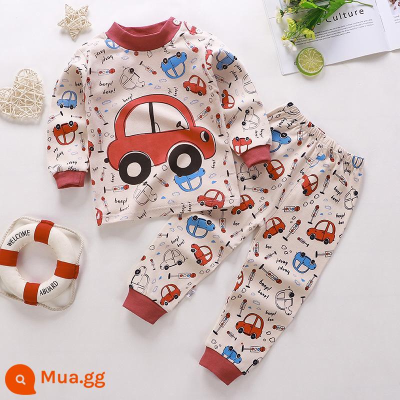 Bộ quần áo mùa thu trẻ em, đồ lót cotton nguyên chất cho bé, áo len cotton, đồ ngủ trẻ em, đồ mặc nhà cho bé trai và bé gái, quần áo mùa thu và quần vệ sinh - Bông nguyên chất loại A C58