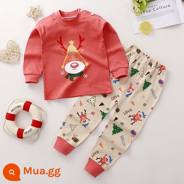 Bộ quần áo mùa thu trẻ em, đồ lót cotton nguyên chất cho bé, áo len cotton, đồ ngủ trẻ em, đồ mặc nhà cho bé trai và bé gái, quần áo mùa thu và quần vệ sinh - Bông nguyên chất loại A C20