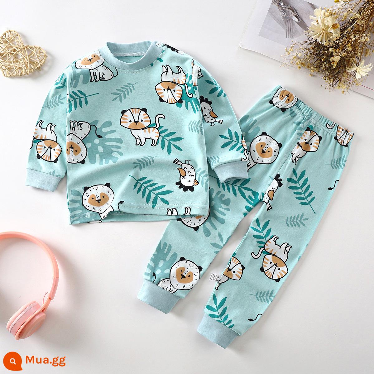 Bộ quần áo mùa thu trẻ em, đồ lót cotton nguyên chất cho bé, áo len cotton, đồ ngủ trẻ em, đồ mặc nhà cho bé trai và bé gái, quần áo mùa thu và quần vệ sinh - Bông nguyên chất loại A C34