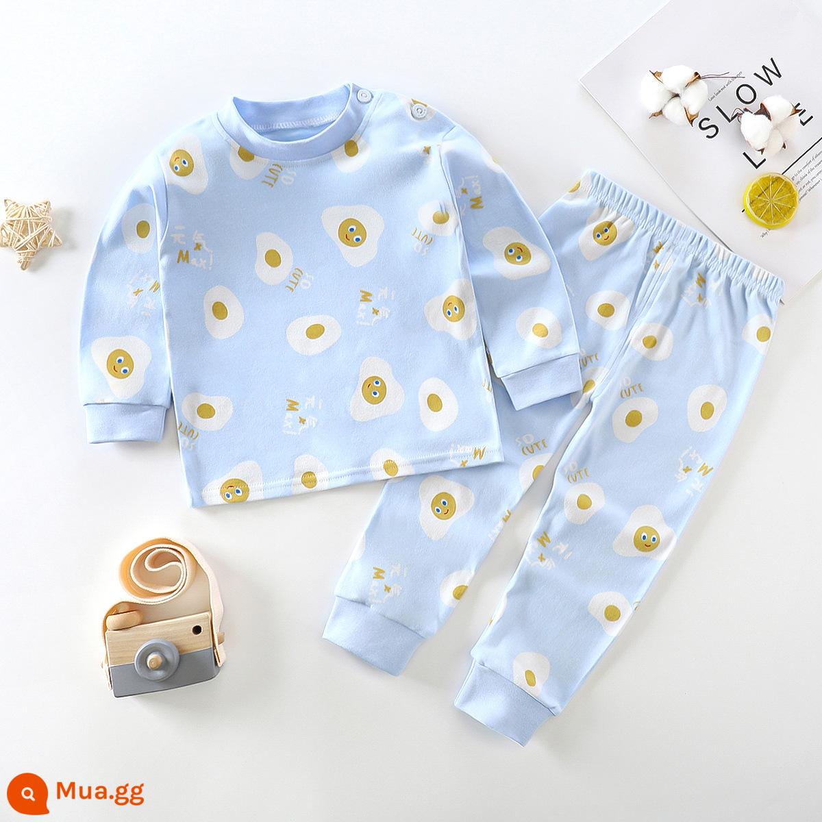 Bộ quần áo mùa thu trẻ em, đồ lót cotton nguyên chất cho bé, áo len cotton, đồ ngủ trẻ em, đồ mặc nhà cho bé trai và bé gái, quần áo mùa thu và quần vệ sinh - Bông nguyên chất loại A C23