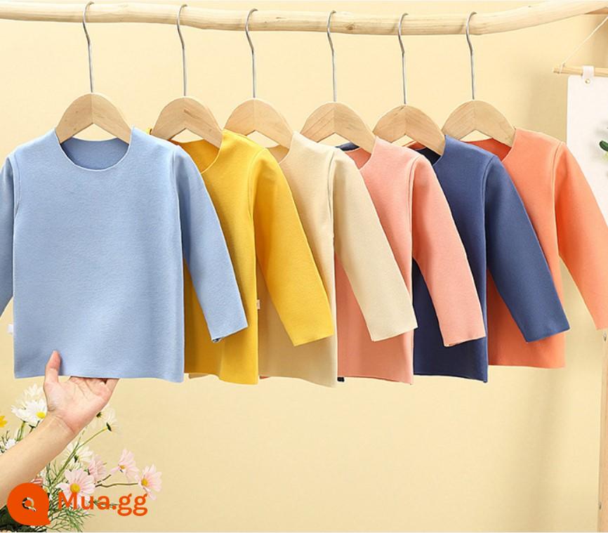 Bộ quần áo mùa thu trẻ em, đồ lót cotton nguyên chất cho bé, áo len cotton, đồ ngủ trẻ em, đồ mặc nhà cho bé trai và bé gái, quần áo mùa thu và quần vệ sinh - Áo một mảnh trong suốt bằng polyester ngẫu nhiên