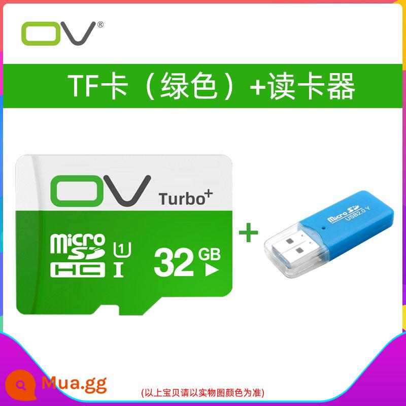 Thẻ nhớ OV 32g c10 lưu trữ tốc độ cao thẻ sd lái xe ghi thẻ tf chuyên dụng thẻ nhớ điện thoại di động 32g - Thẻ xanh 32g + đầu đọc thẻ 2.0TF