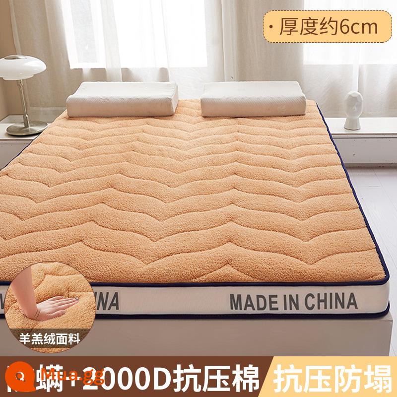 Nệm đệm nhà dày chiếu tatami chiếu ký túc xá sinh viên nệm đơn cứng chiếu mùa đông cho thuê thảm đặc biệt - Cao 6cm-Cừu Nhung-Chữ Lạc Đà [Phong cách ấm áp mùa đông-Lưới thoáng khí dưới mắt chim]