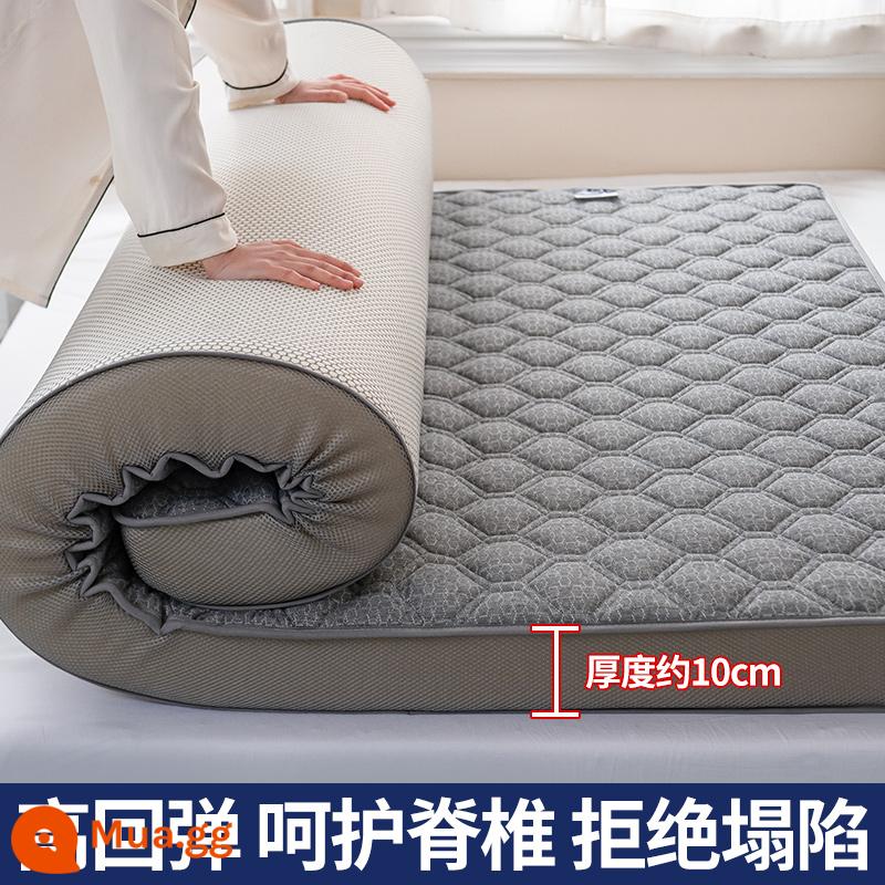 Nệm đệm nhà dày chiếu tatami chiếu ký túc xá sinh viên nệm đơn cứng chiếu mùa đông cho thuê thảm đặc biệt - Cao 10cm - Hình thoi ba chiều - Xám đậm [Lưới thoáng mắt chim - Nệm Bốn Mùa - Hút Ẩm và Mồ Hôi]