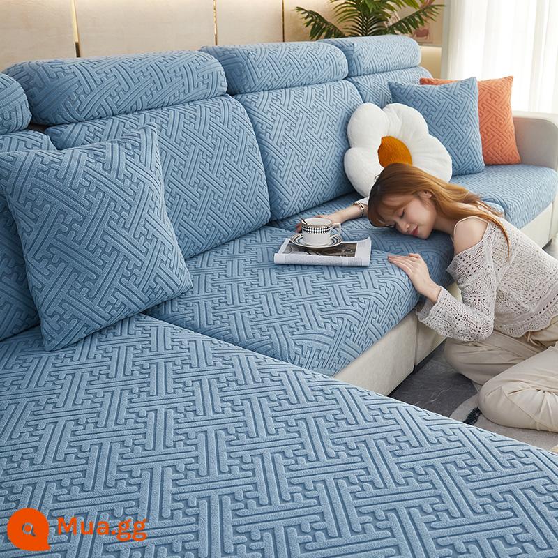 Ghế Sofa Đa Năng Bao Gồm Tất Cả Đơn Giản Bốn Mùa Đa Năng Chống Trơn Trượt Sofa Đệm Sofa Đệm Co Giãn Ghế Sofa - rõ ràng/xanh