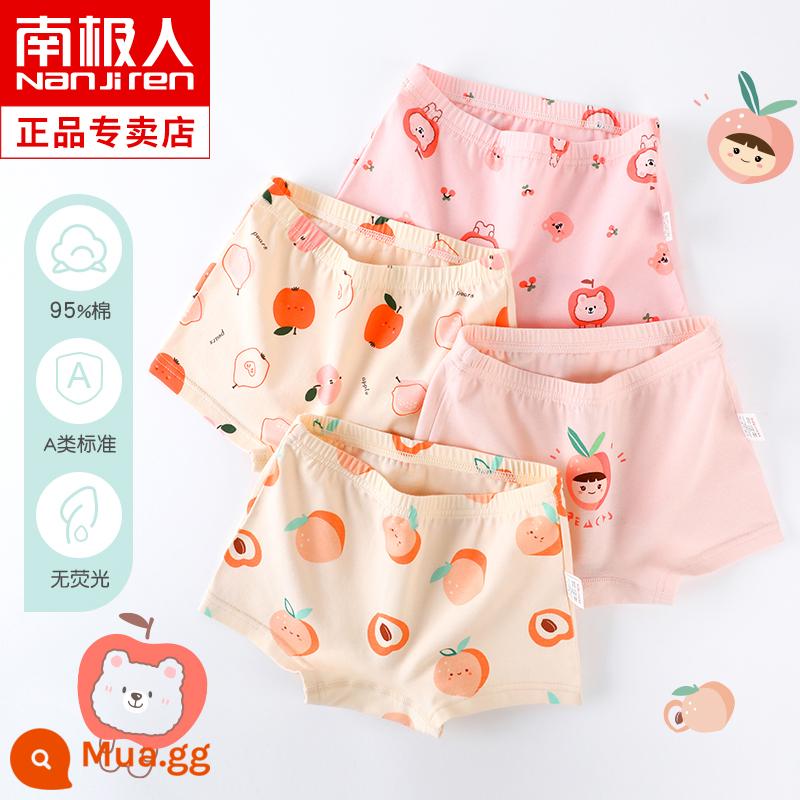 Quần lót trẻ em bé gái bé gái quần đùi cotton nguyên chất 100% cotton bé gái quần đùi bé trai lớn không có pp - Đào nhỏ - 4 gói [vỏ kháng khuẩn bên trong - không kẹp pp] giảm 5 cho 2 bộ