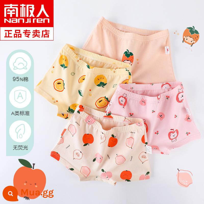 Quần lót trẻ em bé gái bé gái quần đùi cotton nguyên chất 100% cotton bé gái quần đùi bé trai lớn không có pp - Little Apple - 4 gói [bên trong kháng khuẩn - không kẹp pp] Giảm 5 cho 2 bộ