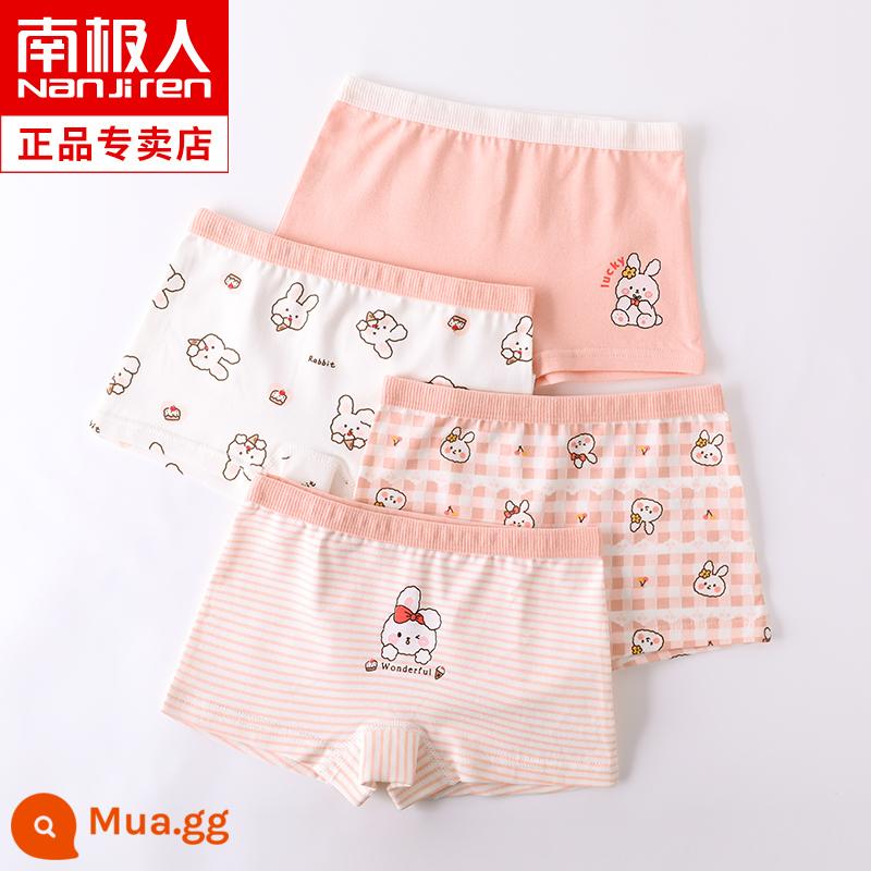 Quần lót trẻ em bé gái bé gái quần đùi cotton nguyên chất 100% cotton bé gái quần đùi bé trai lớn không có pp - Anh Đào Thỏ[4 món]