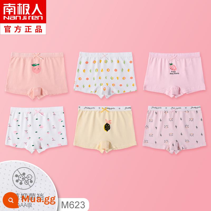 Quần lót trẻ em bé gái bé gái quần đùi cotton nguyên chất 100% cotton bé gái quần đùi bé trai lớn không có pp - Trái cây tươi - 6 miếng [ngăn kháng khuẩn bên trong - không kẹp pp] 2 bộ giảm 5 quả