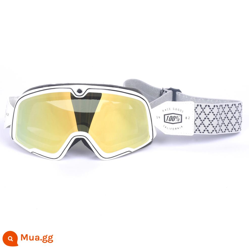 100% kính xe máy Harley retro chống gió cát kính xe máy off-road cưỡi mũ bảo hiểm 3/4 kính - Kính râm vành đai kim cương đỏ gọng trắng thay thế miễn phí ống kính trong suốt