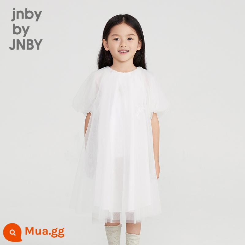 Quần áo cha mẹ-con Giang Nam Buyi quần áo trẻ em mùa hè váy lưới công chúa tay phồng bé gái trẻ em jnbybyjnby - 101 tẩy trắng