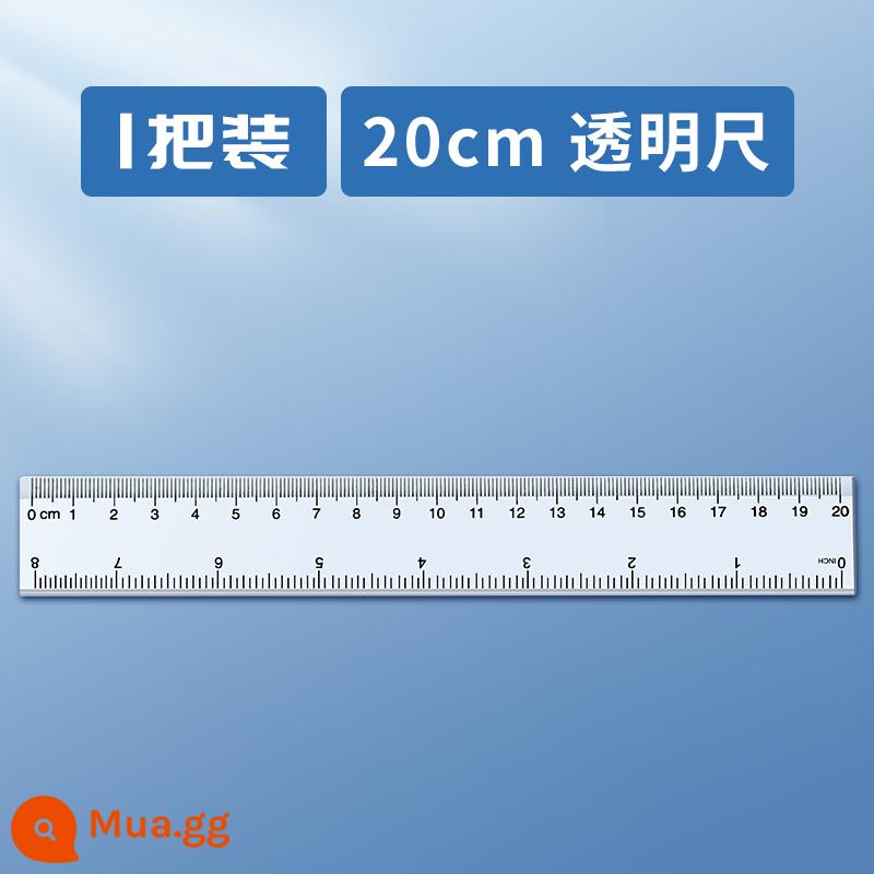 Thước thẳng trong suốt dành cho học sinh tiểu học đa chức năng 15/20/30 cm 40 cm thước nhựa cho trẻ em vẽ thước đo thước thép loại một Bộ thép không gỉ đường lượn sóng - 1 nắm 20cm