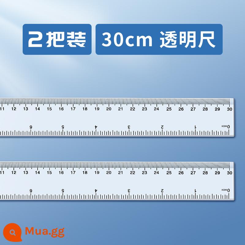 Thước thẳng trong suốt dành cho học sinh tiểu học đa chức năng 15/20/30 cm 40 cm thước nhựa cho trẻ em vẽ thước đo thước thép loại một Bộ thép không gỉ đường lượn sóng - 2 30cm