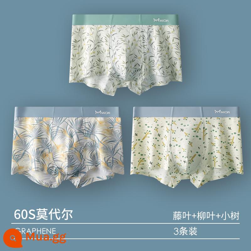 Catman Quần Lót Nam Bé Trai Quần Short Cotton Modal 100% Cotton Tập Thanh Niên Rời Thoáng Khí Quần Boxer - 3 gói [60S Modal + Kháng khuẩn Graphene] Combo 14