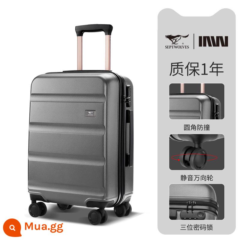 Hộp đựng xe đẩy nam Septwolf trường hợp mười thương hiệu hàng đầu lên máy bay Vali 20 inch hộp mật khẩu mạnh và bền của phụ nữ - Màu xám đen