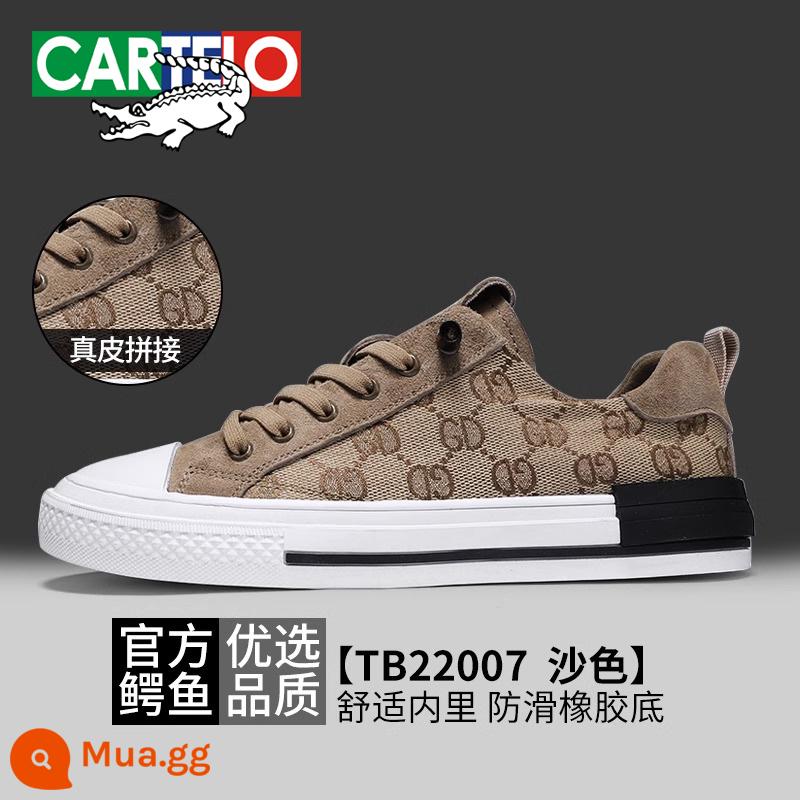 Giày Nam Cá Sấu Mùa Hè 2023 Giày Vải Nam Tất Nam Thoáng Khí Cổ Giày Sneaker Nam Giày Vải Slip-On - Màu cát-22007