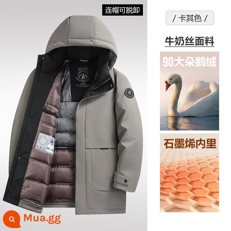 Áp Lục Nam Ngỗng Xuống Xuống Áo Khoác Mùa Đông Mới Trung Phiên Bản Dày Coldproof Bố Trung Niên Bố Mùa Đông Ấm Áp áo khoác - 3018-Kaki