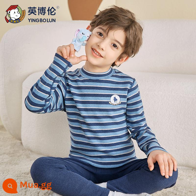 Inblen Bé Trai Hot Quần Áo Thục Nhung Cotton Nguyên Chất Quần Lót Trẻ Em Vệ Sinh Quần Dày Cổ Giữa Bé Trai Áo Len Cotton - 85289 Lan Tiêu