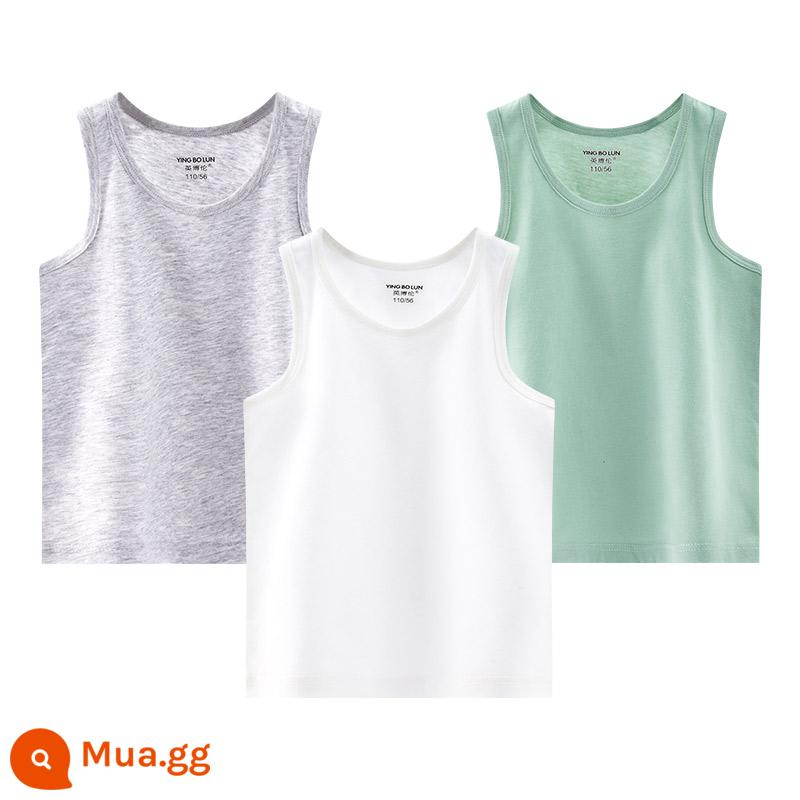 Inblen trẻ em áo vest nhỏ cotton mùa hè phần mỏng bé trai bé trai bé lớn con mặc bên trong đáy áo vest - 88551 trắng + xám + xanh