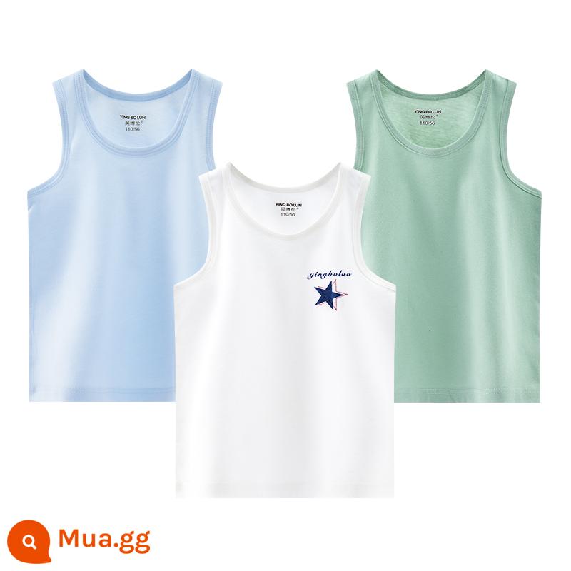 Inblen trẻ em áo vest nhỏ cotton mùa hè phần mỏng bé trai bé trai bé lớn con mặc bên trong đáy áo vest - 25207 nguyên bản màu trắng + xanh nhạt + xanh ngọc